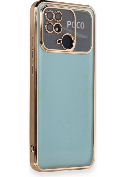 Poco C40 Kılıf Kamera Lens Korumalı Parlak Silikon Kapak Ryc/razer Lens - Gold