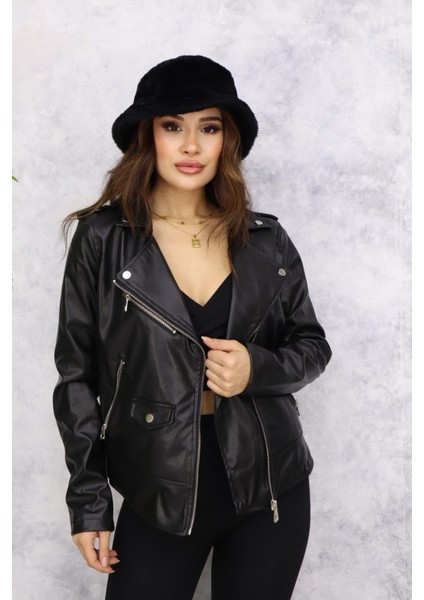 Fermuarlı Deri Ceket M4750 Siyah modelleri