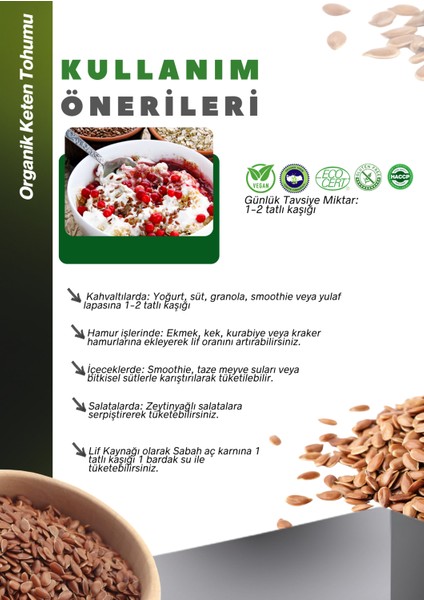 Organik Keten Tohumu 500G Organic Brown Flaxseed modelleri