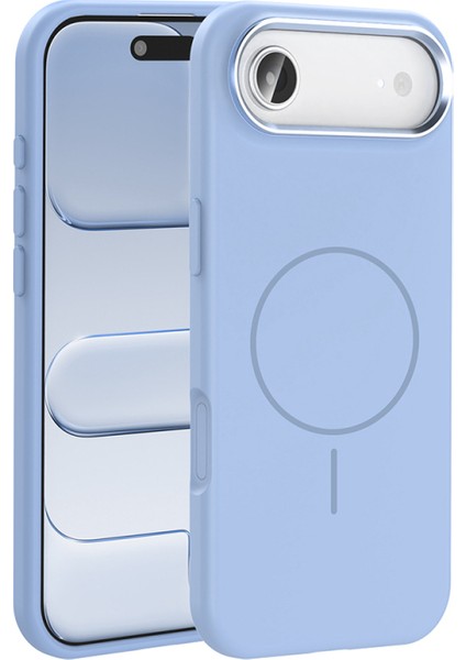 iPhone 17 Air Kılıf M-Safe Şarj Özellikli ve Metal Kamera Çerçeveli Edi Premium Silikon Kapak