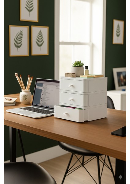 3'lü Takı Makyaj ve Kozmetik Düzenleyici Çekmece Çok Amaçlı Masaüstü Organizer Beyaz indirimleri