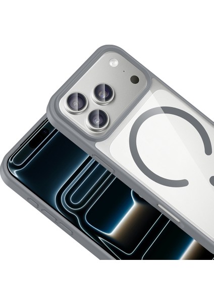 iPhone 17 Pro Kılıf M-Safe Wireless Şarj Özellikli Silikon Omsy Ege Kapak - Lacivert