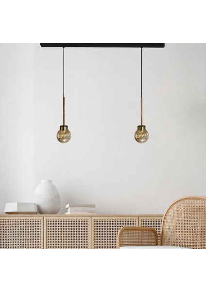 Ikili Petite Bal Rengi Cam Avize Ince Eskitme Başlık Retro Sarkıt Restoran Salon Aydınlatma