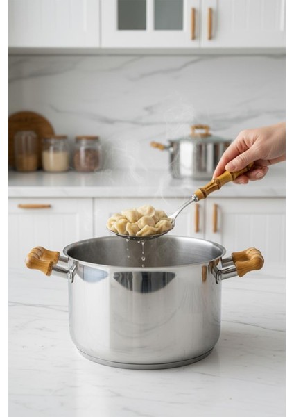 Bambum Mundo 3 Parça Bambu Saplı Çelik Mutfak Gereç Seti Kaşık Kevgir Kepçe fırsatları