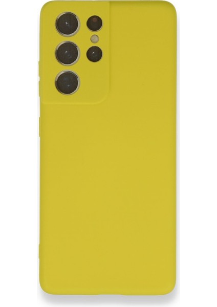 Samsung Galaxy S21 Ultra Kılıf Içi Kadife Kaplı Nano Silikon Kapak - Sarı