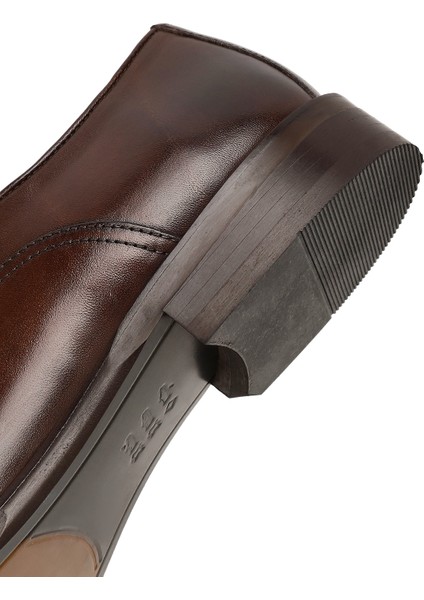 Erkek Kahverengi Bağcıklı Deri Klasik Ayakkabı 25WFD740418