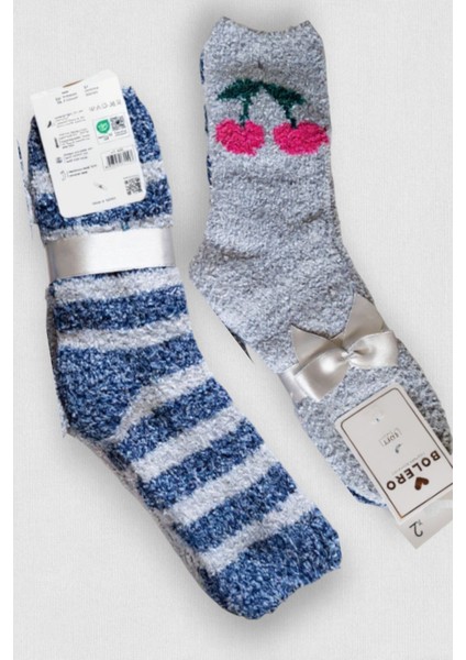 Kadın Peluş Pofuduk Çorap 2'li Set Peluş Ev Çorabı, Uyku Çorabı fiyatları