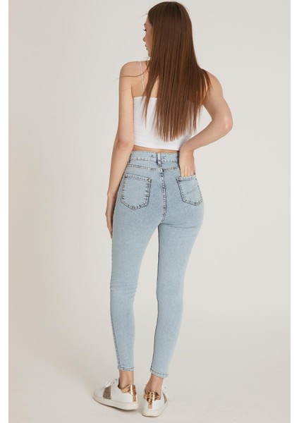 Yüksek Bel Skinny Pantolon M1213 Kar Yıkama modelleri