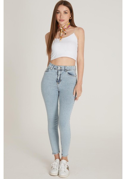 Yüksek Bel Skinny Pantolon M1213 Kar Yıkama indirimleri