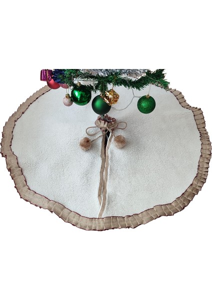, Yılbaşı Çam Ağacı Altı Örtüsü, Çam Ağacı Ayak Halısı Örtüsü, Krem Renk, Peluş, 85 cm fırsatları
