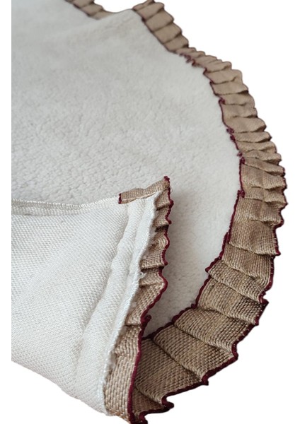 , Yılbaşı Çam Ağacı Altı Örtüsü, Çam Ağacı Ayak Halısı Örtüsü, Krem Renk, Peluş, 85 cm