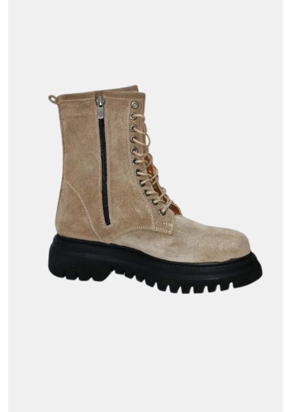 Kadın Vizon Süet Kaymaz Taban Fermuarlı Rahat Kalıp Bağcıklı Bot modelleri