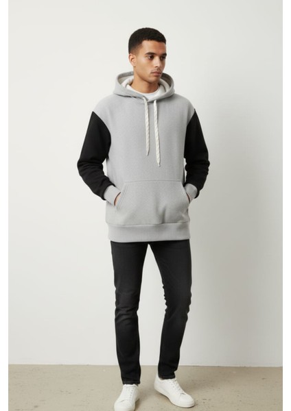 Erkek Pamuklu Renkli 3 Ip Şardonlu Basic Kapüşonlu Sweatshirt fiyatları