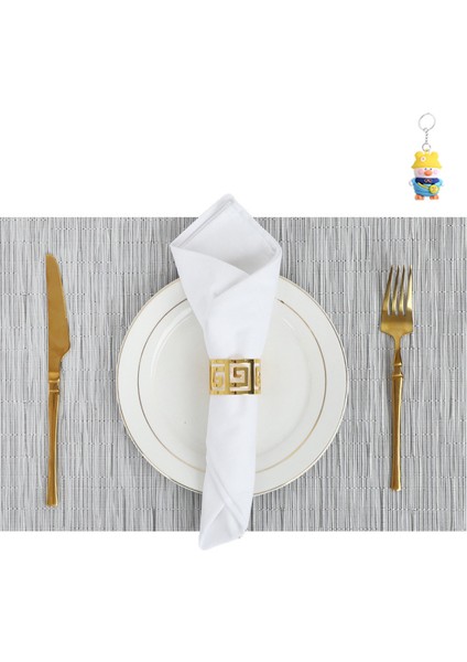 Pvc Bambu Deseni Luterslin Placemat, Üst Düzey Isı Yalıtım Paspası, Su Geçirmez ve Yağ Geçirmez Placemat, 6 Adet (Yurt Dışından)