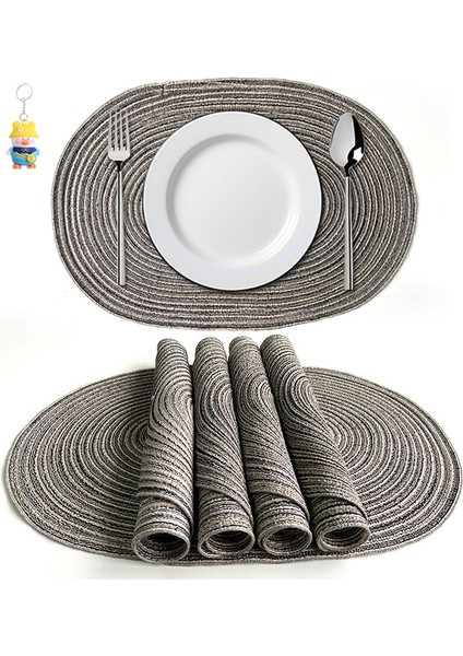 6 Adet Pamuk Iplik Oval Placemat Rami Isı Yalıtım Paspası Anti-Yanık Tencere Paspası Noel Yaratıcı El Dokuma Dekoratif Paspası (Yurt Dışından)