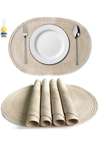 6 Adet Pamuk Iplik Oval Placemat Rami Isı Yalıtım Paspası Anti-Yanık Tencere Paspası Noel Yaratıcı El Dokuma Dekoratif Paspası (Yurt Dışından)