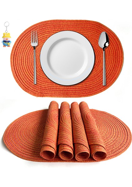 6 Adet Pamuk Iplik Oval Placemat Rami Isı Yalıtım Paspası Anti-Yanık Tencere Paspası Noel Yaratıcı El Dokuma Dekoratif Paspası (Yurt Dışından)