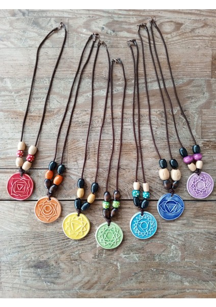 | El Yapımı Seramik Çakra Kolyesi - Enerji ve Uyum Kolyeleri (Tüm 7 Çakra Renkleri) Kolye fiyatları