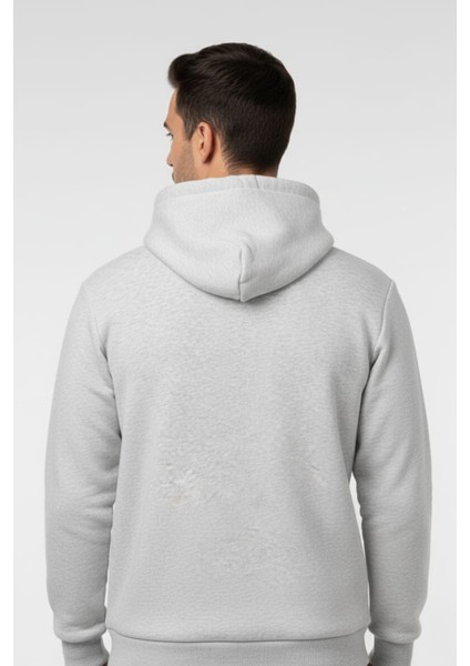 Erkek Pamuklu Düz Renk Üç Ip Şardonlu Basic Kapüşonlu Sweatshirt fiyatları