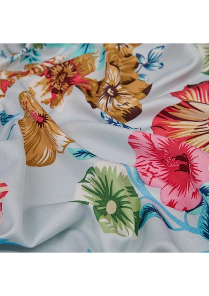 Ipekevi Desenli Ipek Şal - Floral Desenli - Bebe Mavisi modelleri