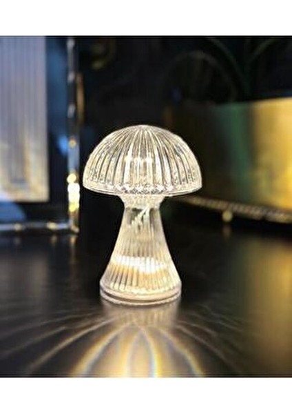 Mantar Model Pilli LED Masa Lambası 10 cm Ev Ofis Kullanımı İçin Şık Tasarım