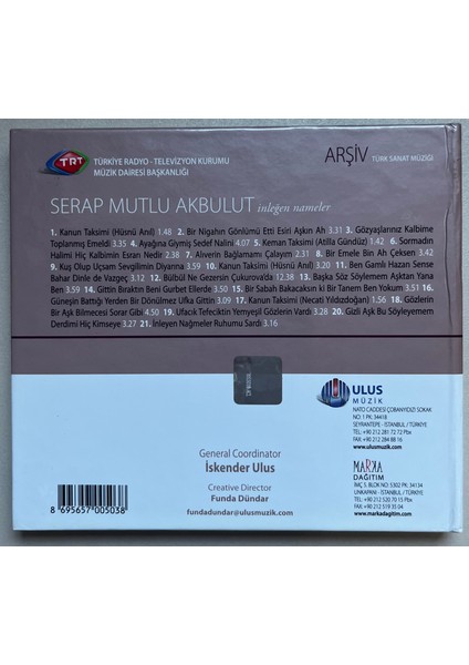 Serap Mutlu Akbulut Inleyen Nağmeler CD (Arşiv Serisi) Orjnal Dönem Baskı Cd) fiyatları