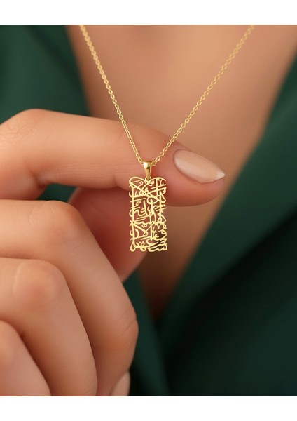 Ayetel Kürsi Hat Sanatı Altın Kaplama Gümüş Kolye