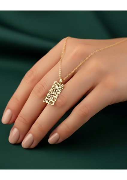 Ayetel Kürsi Hat Sanatı Altın Kaplama Gümüş Kolye modelleri