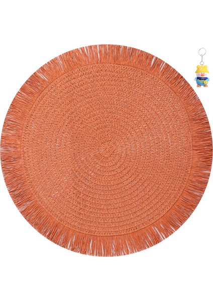 Püskül Kağıt Dokuma Placemat Düz Renkli Yuvarlak Dantel Isı Yalıtımı Anti-Yanık Placemat Düz Renkli Masa Mat Çevre Dostu Dekoratif Mat 6 Adet (Yurt Dışından)