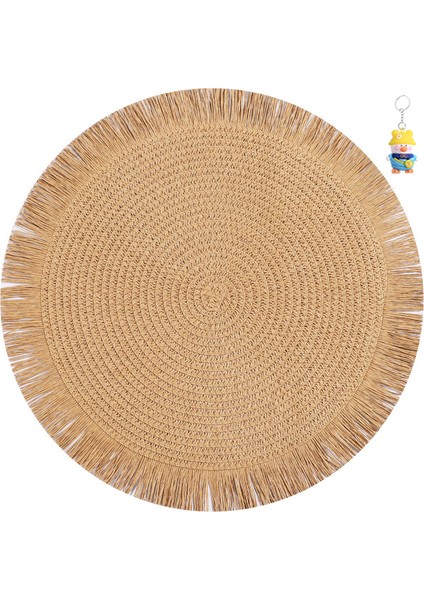 Püskül Kağıt Dokuma Placemat Düz Renkli Yuvarlak Dantel Isı Yalıtımı Anti-Yanık Placemat Düz Renkli Masa Mat Çevre Dostu Dekoratif Mat 6 Adet (Yurt Dışından)