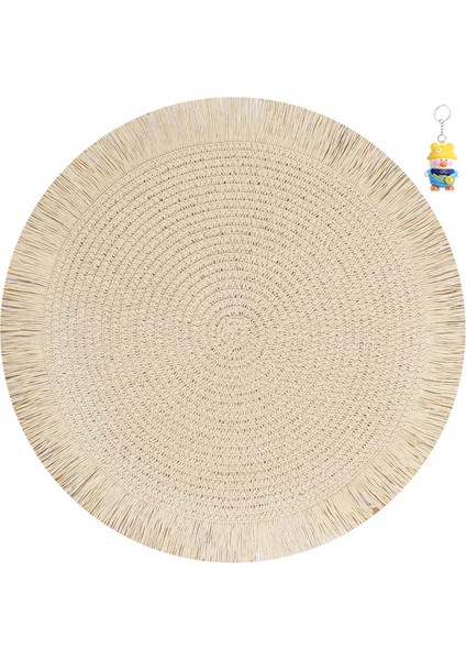 Püskül Kağıt Dokuma Placemat Düz Renkli Yuvarlak Dantel Isı Yalıtımı Anti-Yanık Placemat Düz Renkli Masa Mat Çevre Dostu Dekoratif Mat 6 Adet (Yurt Dışından)