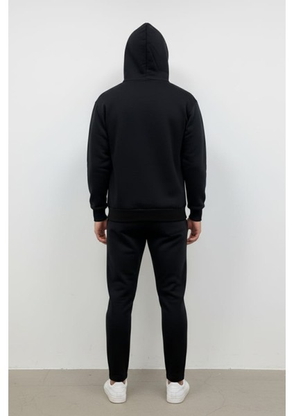 Erkek Pamuklu Yazı Baskılı Renk Üç Ip Şardonlu Basic Kapüşonlu Sweatshirt modelleri