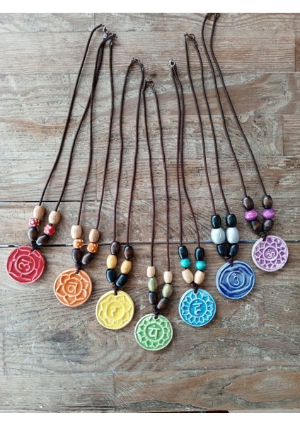 | El Yapımı Seramik Çakra Kolyesi - Enerji ve Uyum Kolyeleri (Tüm 7 Çakra Renkleri) Kolye fiyatları