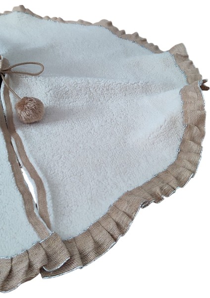 , Yılbaşı Çam Ağacı Altı Örtüsü, Çam Ağacı Ayak Halısı Örtüsü, Krem Renk, Peluş, 90 cm modelleri