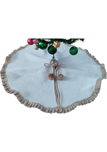 , Yılbaşı Çam Ağacı Altı Örtüsü, Çam Ağacı Ayak Halısı Örtüsü, Krem Renk, Peluş, 90 cm indirimleri