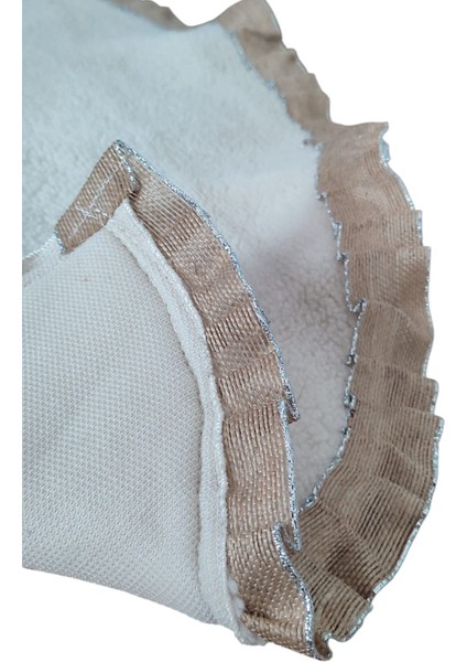 , Yılbaşı Çam Ağacı Altı Örtüsü, Çam Ağacı Ayak Halısı Örtüsü, Krem Renk, Peluş, 90 cm