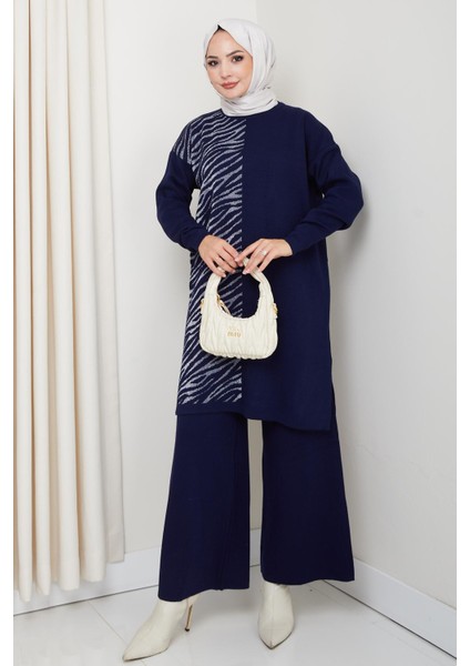 Simli Triko Tunik Pantolon Takım