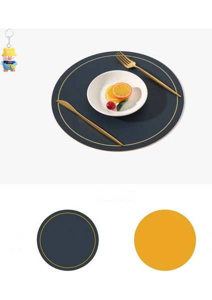 4 Adet Yuvarlak Büyük Deri Batı Yemek Mat Su Geçirmez ve Yağ Geçirmez Ev Isı Yalıtım Mat Pvc Otel Masa Mat Kase Mat (Yurt Dışından)