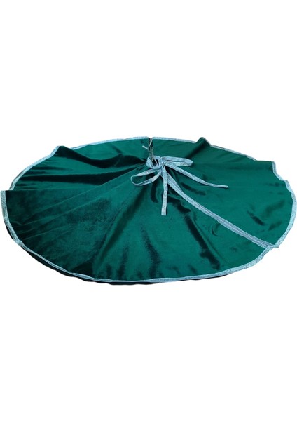 , Yılbaşı Çam Ağacı Altı Örtüsü, Çam Ağacı Ayak Halısı Örtüsü, Yeşil Renk, Kadife, 80 cm