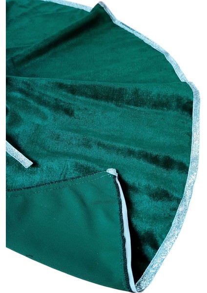 , Yılbaşı Çam Ağacı Altı Örtüsü, Çam Ağacı Ayak Halısı Örtüsü, Yeşil Renk, Kadife, 80 cm