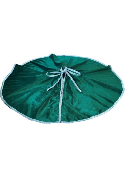 , Yılbaşı Çam Ağacı Altı Örtüsü, Çam Ağacı Ayak Halısı Örtüsü, Yeşil Renk, Kadife, 80 cm