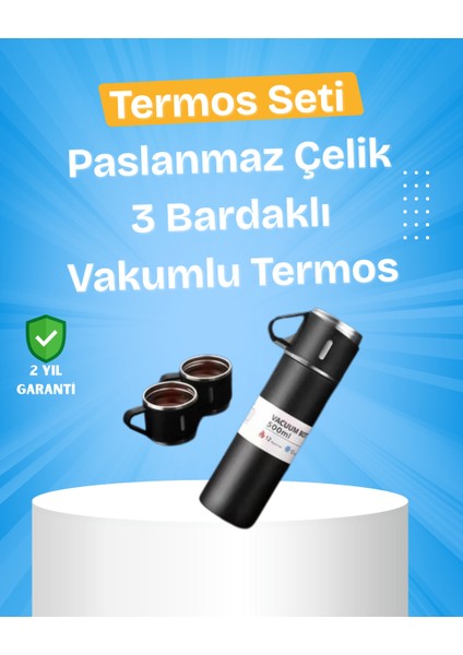 Paslanmaz Çelik Termos Seti | 500 ml Kapasite, 6-12 Saat Isı Koruma, Hediye Kutulu