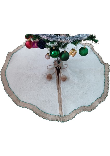 , Yılbaşı Çam Ağacı Altı Örtüsü, Çam Ağacı Ayak Halısı Örtüsü, Krem Renk, Peluş, 85 cm indirimleri