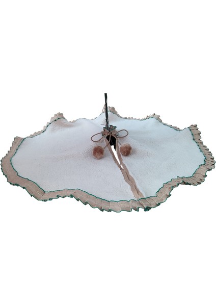 , Yılbaşı Çam Ağacı Altı Örtüsü, Çam Ağacı Ayak Halısı Örtüsü, Krem Renk, Peluş, 85 cm