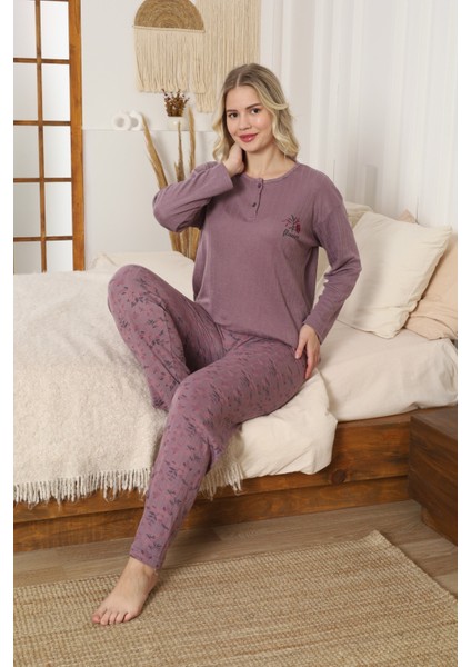 Fitilli Viskon Kışlık Kalın Bayan Pijama Takımı
