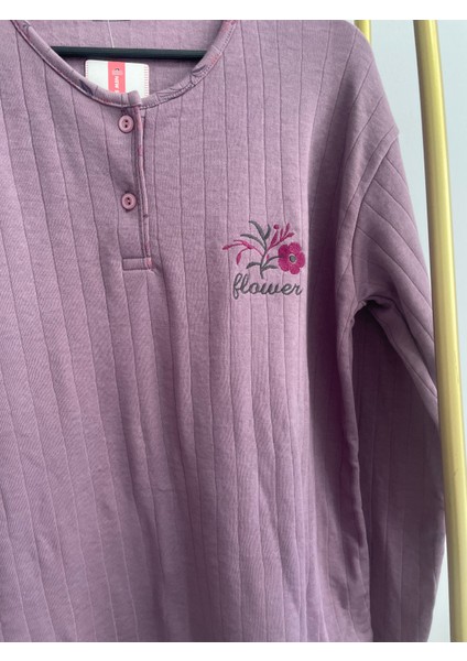 Fitilli Viskon Kışlık Kalın Bayan Pijama Takımı modelleri