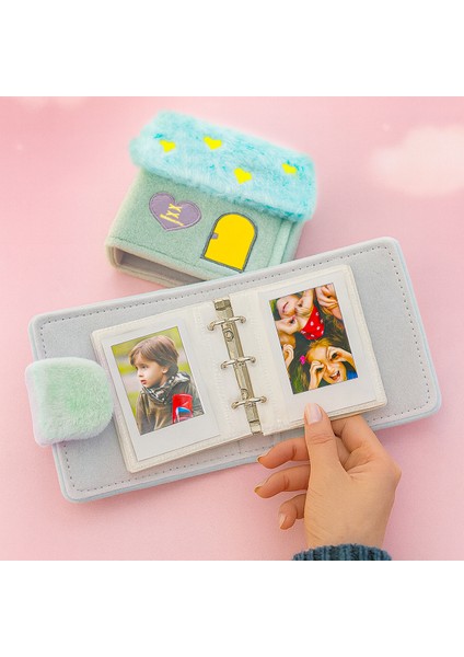 60 Fotoğraf Kapasiteli Mavi Instax Peluş Polakart Fotoğraf Albümü fiyatları