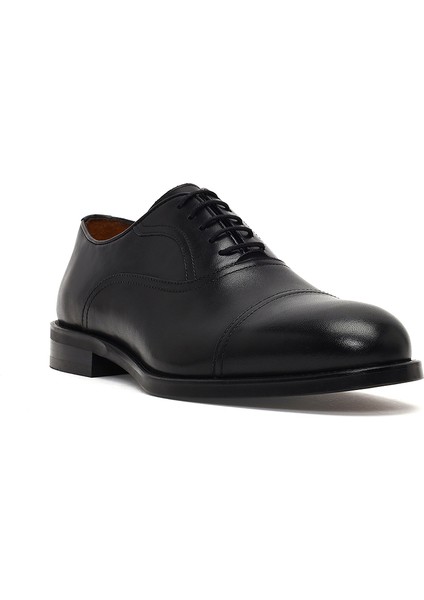 Erkek Siyah Bağcıklı Deri Klasik Ayakkabı 25WFD740418