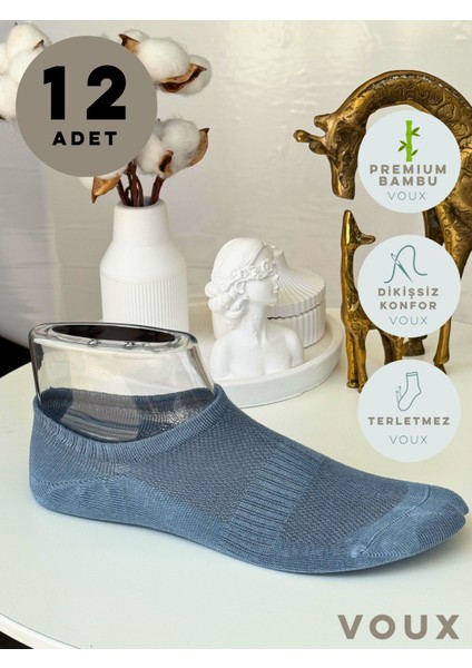 Bambu Dikişsiz Gri Erkek Babet Çorap 12 'li
