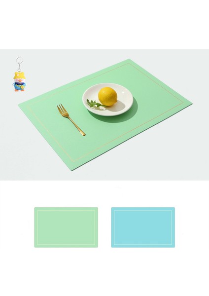 Dikdörtgen Altın Kenarlı Çift Taraflı Iki Renkli Deri Placemat Su Geçirmez Placemat Yağ Geçirmez Batı Placemat Çift Taraflı Deri Placemat 4 Adet (Yurt Dışından)